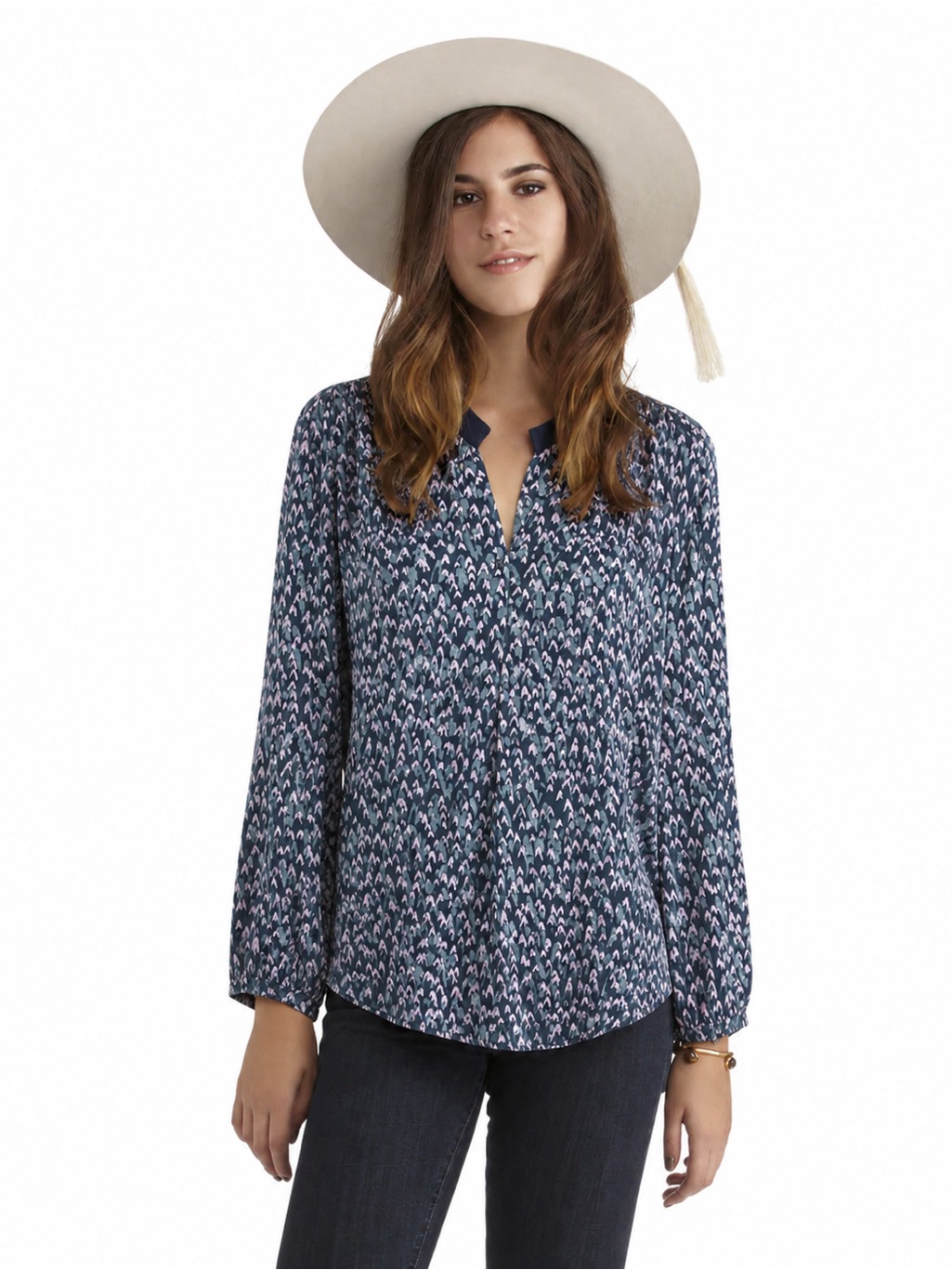 The Podolls 100% Women’s Abstract Print Silk Blouse Size Large